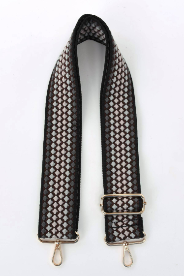 Grossiste A&E - Bandoulière textile à motif réglable boucles mousquetons doré KC22330-D
