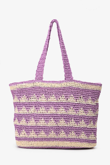Wholesaler A&E - CL13012 Crocheted Paper Straw Handbag / Beach Bag