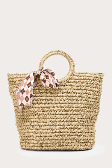 Wholesaler A&E - CL13079 Crocheted Paper Straw Handbag / Beach Bag