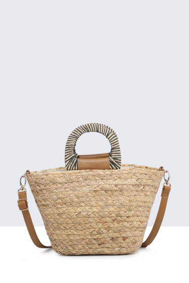 Wholesaler A&E - G8832-BV Raffia handbag with rigid handle