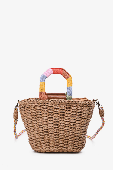 Wholesaler A&E - HL13223  Paper straw shoulder bag with coloured handle