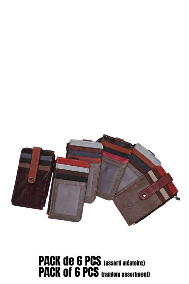 Großhändler A&E - KJ8896 Mehrfarbiger Kartenhalter aus Leder (zufällige Farben)