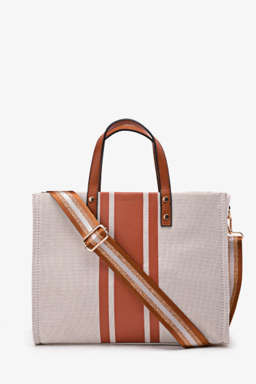Wholesaler A&E - Striped jute canvas handbag 188-98