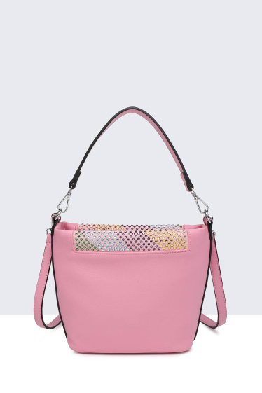 Wholesaler A&E - Grained synthetic handbag with rhinestone decoration 60012-BV