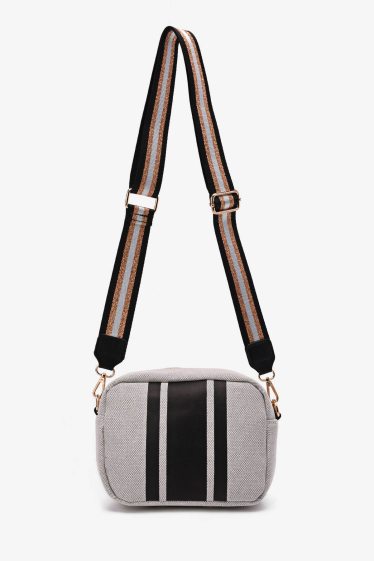 Wholesaler A&E - Jute canvas shoulder bag with stripe pattern 188-99