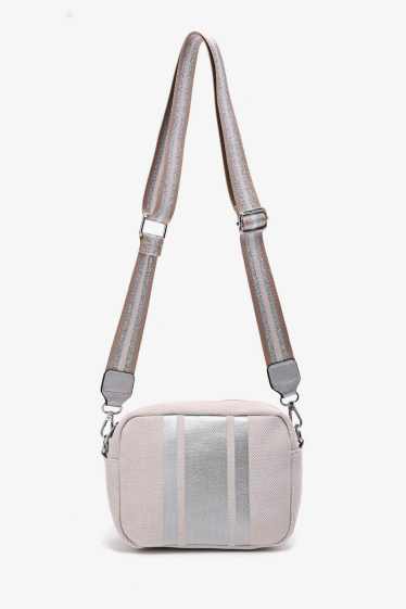 Wholesaler A&E - Jute canvas shoulder bag with stripe pattern 188-99