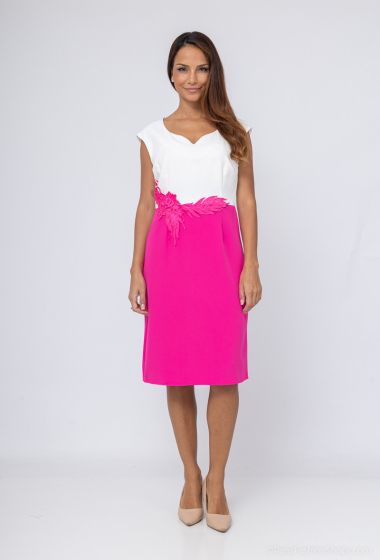 Wholesaler Afinity - Plain bi-color straight cocktail dress
