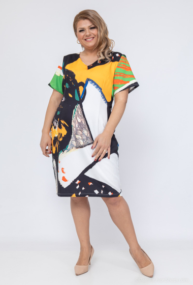 Wholesaler Afinity - Plus size printed straight dress