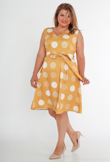 Wholesaler Afinity - Plus Size Polka Dot Skater Dress