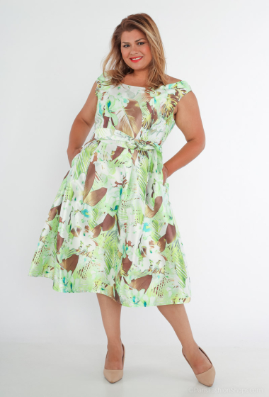 Wholesaler Afinity - Plus Size Floral Print Skater Dress