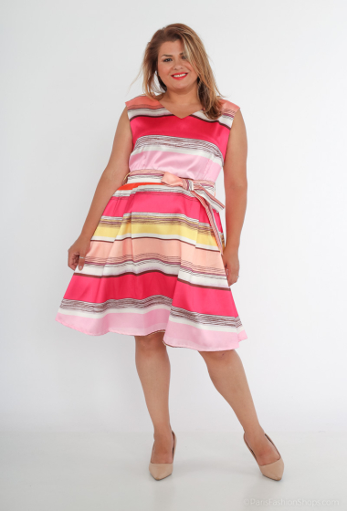 Wholesaler Afinity - Plus Size Printed Skater Dress
