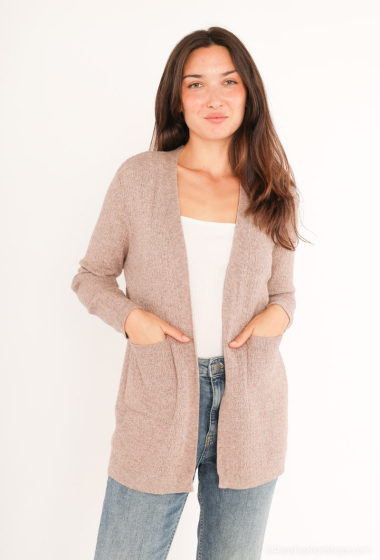 Wholesaler AISABELLE - Long sleeve cardigan without closure, slightly crimped fabric