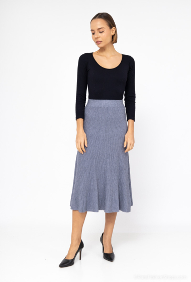 Wholesaler AISABELLE - Mid-length vertical striped skirt in sweater material