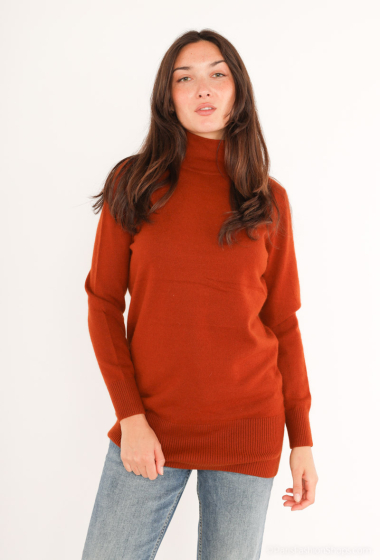 Wholesaler AISABELLE - Solid color stand-up collar sweater