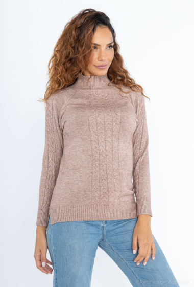 Wholesaler AISABELLE - Thick high-neck sweater with braided pattern