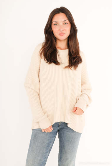 Wholesaler AISABELLE - Wide striped sweater with round neck