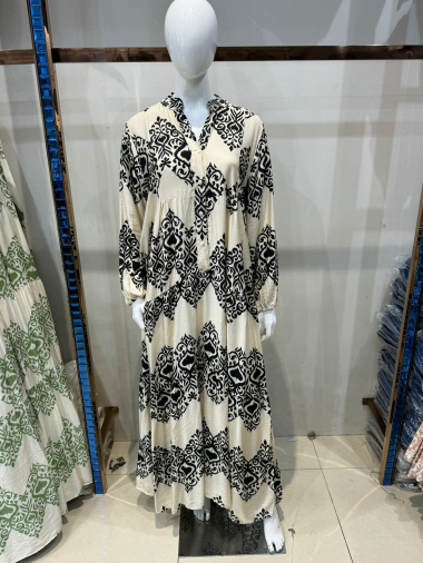 Grossiste AISABELLE - Robe longue manche longue avec imprimé