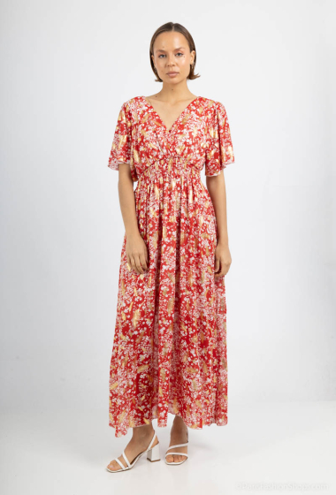 Wholesaler AISABELLE - Short sleeve floral print dress with down gilding