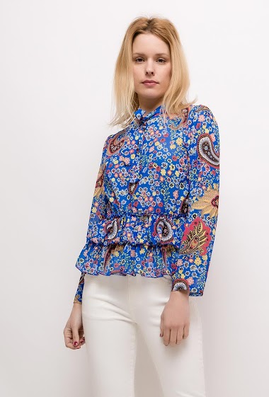 Wholesaler MAR&CO - Blouse with ruffles and print