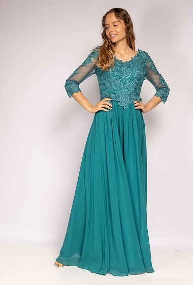 Wholesaler Alice'Desir - Embroidered evening dress with rhinestones
