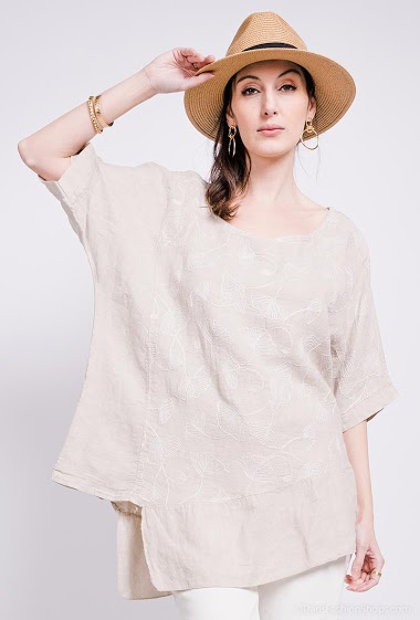 Großhändler Alice.M - Embroidered blouse in linen