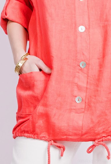 Wholesaler Fidèle - Fake buttoned linen blouse