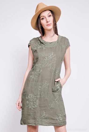 Wholesaler Alice.M - Embroidered linen dress