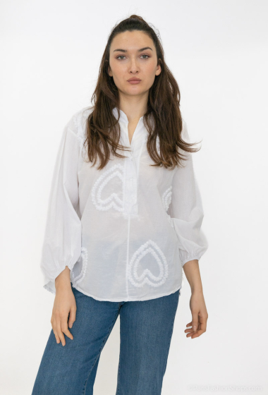 Wholesaler BY COCO - Heart embroidered cotton voile blouse