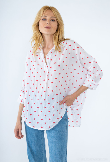 Wholesaler BY COCO - Heart-print cotton voile blouse