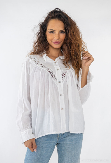 Wholesaler BY COCO - Embroidered shirt with frilly mao collar