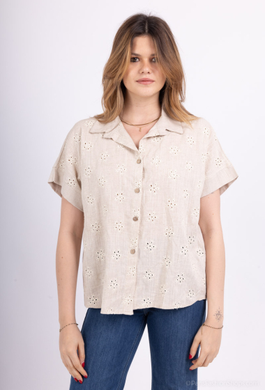 Wholesaler BY COCO - Short English embroidery linen shirt