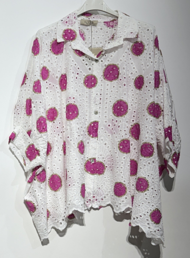 Wholesaler BY COCO - Oversized embroidered round print shirt