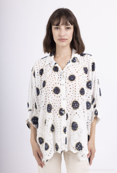 Wholesaler BY COCO - Oversized embroidered round print shirt