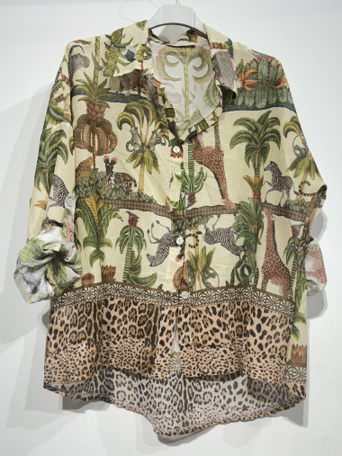 Großhändler BY COCO - Hemd aus Baumwoll-Voile mit Animal-Print