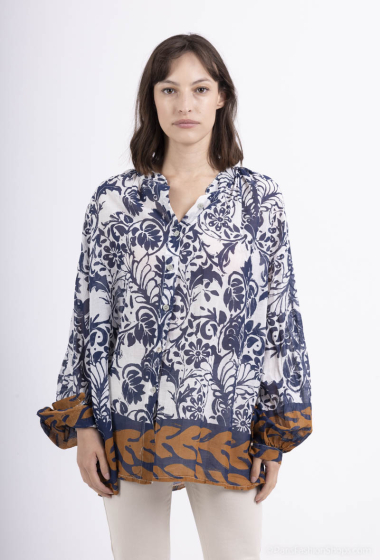 Wholesaler BY COCO - Printed cotton voile shirt with Mao collar