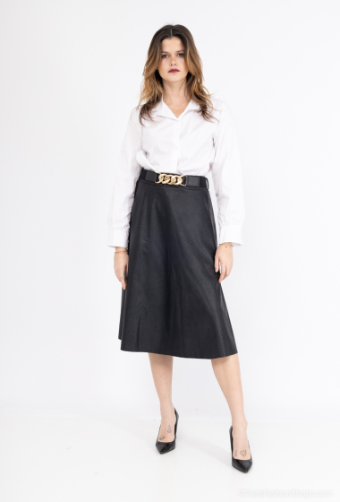 Wholesaler ALIDA MOD - Long faux leather skirt with belt