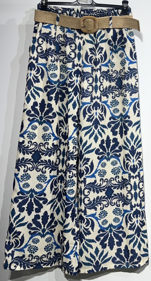 Grossiste BY COCO - Pantalon à ceinture imprimé en lin mélangé