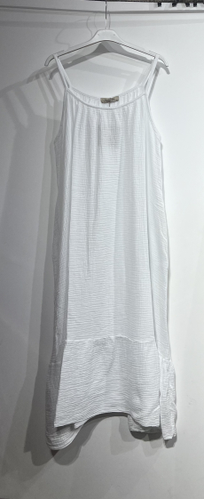 Grossiste BY COCO - Robe bretelle gaze de coton avec poches sur les côtés
