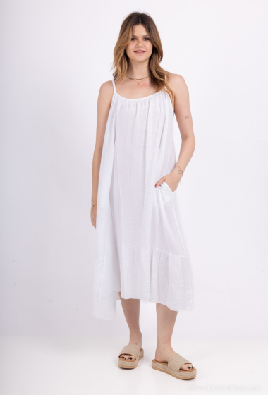 Wholesaler BY COCO - Cotton gauze strap dress with side pockets