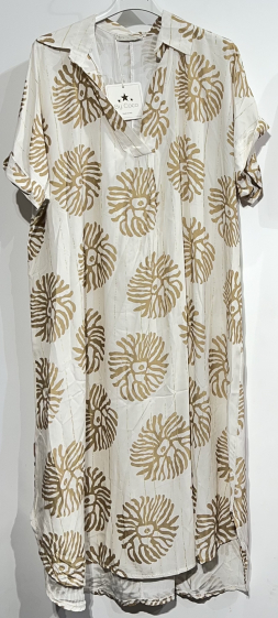 Großhändler BY COCO - Bedrucktes Kleid mit Hemdkragen