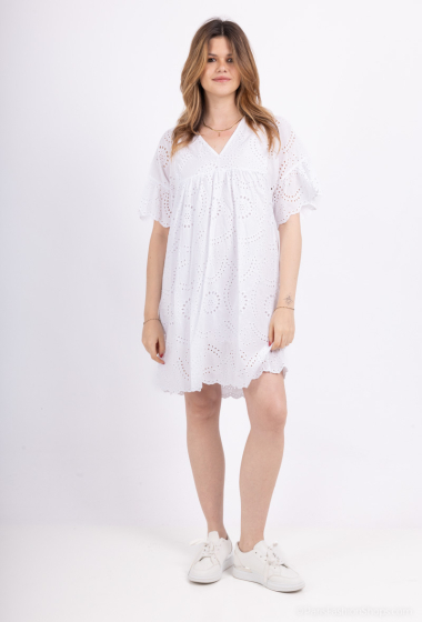 Grossiste BY COCO - Robe courte broderie anglaise doublée