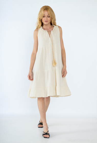 Wholesaler BY COCO - Lace-up cotton gauze dress