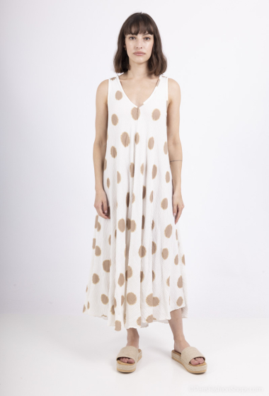 Großhändler BY COCO - Kleid aus Baumwollgaze mit rundem Muster
