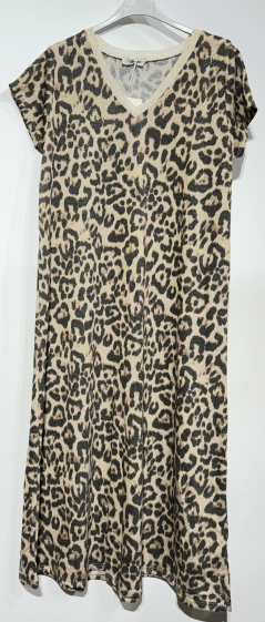 Großhändler BY COCO - Leoparden-Lurex-Kleid