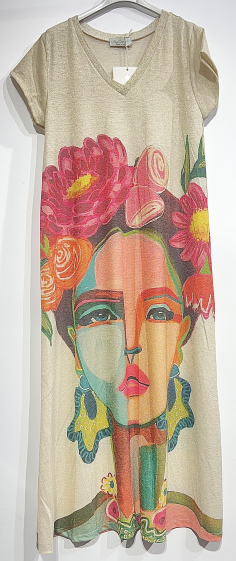 Grossiste BY COCO - Robe pailletée imprimée
