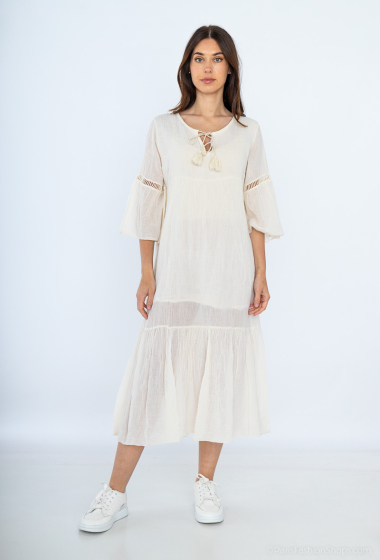 Großhändler BY COCO - Kleid aus Baumwoll-Voile mit Pompons