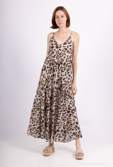 Grossiste BY COCO - Robe voile de coton imprimé léopard