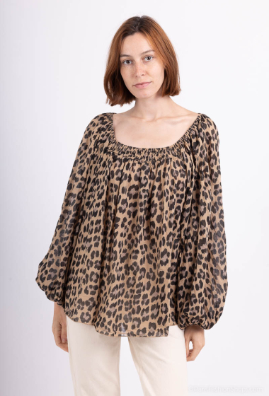 Wholesaler BY COCO - Leopard print cotton voile top