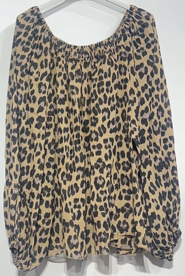 Grossiste BY COCO - Top voile de coton imprimé léopard