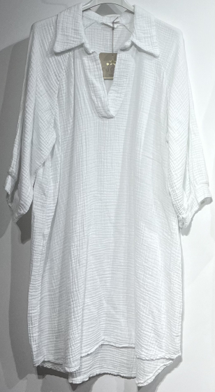 Wholesaler BY COCO - Cotton gauze shirt collar tunic 3/4 sleeve